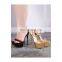 ladies beautiful gold or black color design high stiletto heel ankle strap platform sandals women's comfortable shoes