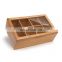 100% Bamboo Wood Tea Box Storage Organizer Tea Bags 8 Adjustable Chest Compartments Taller Size Box