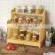3-Tier Kitchen Bamboo Spice Jar Rack Organizer with Drawer Spice Rack