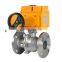 Flange Motorized Electric Ball Valve Stainless Steel 304 Two Ways with Manual Override