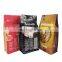 Metallic flat bottom plastic coffee pouches 500g tie tin coffee packaging bag with valve and zipper