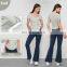 2 In 1 Piece Square Collar Woman U Hem Causal Tshirts Factory Supply Side Folding Sports Tops