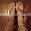 Fashion Rhinestone Flat Shoes Ladies No Heel Footwear Super Sexy Snake Up Summer High Sandal Womens