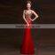 Women's Red V-Neck Print Floor-Length dress