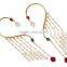 Indian Gorgeous Red With Green Ear Cuff Earrings For Womens And Girls