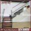 Indoor L Shaped Steel Wood Stairs With Steel Railing