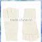 100% acrylic women beige fingerless capped plain knit gloves