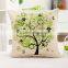 Fresh Style Life Tree Print Linen Cotton Cushion Cover Sofa Car Pillow without core