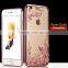Hot Selling Luxury Garden Style Crystal Clear Soft TPU Diamante Eletroplated Case for Iphone 6