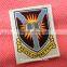 colorful textile woven badge with merrow border