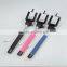 Extendable handheld wired portable selfie stick monopod with cable