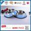High Quality Stainless Steel 18/8 Pet Bowl With Melamine Base, Double Dog Bowl for Both Water and Food