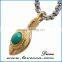  Top Sale Ruby Stone Titanium Steel Skull Feather Necklace Jewelry Mens Turquoise Stone Stainless Steel Feather pendant