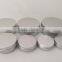 round aluminum tin box with screw top lid