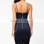 Women Summer Spaghetti Strap Sexy Bodycon Bandage Dress Midi Pencil Dress Club Party Dress