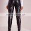 new design black faux leather biker pants cheap price