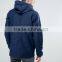 2017 Best Price Durable Press-Stud Fastening Drawstring Hood 100% Cotton Twill Navy Casual Men Winter Jacket