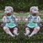 S33498W Kids Baby Girls Sleeveless Striped Bow Romper offer-shoulder straps Jumpsuit