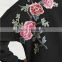 High quality windproof blcak embroidered floral hoodie womens long jackets