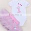 Lovely style 2015 short -sleeved suit baby clothing romper set made in china with tutu dress