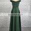 China Supplier Off Shoulder Pleated Green High Low Chiffon Weddings Bridesmaid Dresses