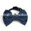 Classic polka dot British wind denim bow pet collar
