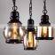 European Industrial Loft Style Vintage Hemp Rope Ceiling Lamp Clear Glass Pendant Light