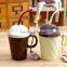Creative ice cream ceramic cup mug cup with straw The milk cup