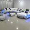 Modern leather sofa set furniture LED light living room sofa