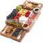 Amazon hot sale wooden cheese board and knife sets acacia charcuterie boards serving tray with double side marble slab