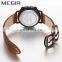 MEGIR 2158 Mens Quartz Watch Chronograph Luminous Sports Wristwatch Leather Strap Waterproof Man Watch Brand