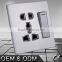 Prestigious brushed stainless steel wall plate socket with switch