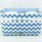 China factory Personalized 3 in 1 blue and white Chevron baby Diaper Bag