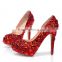 14CM High Heel Platform Wedding Shoes, Luxurious Rhinestone Glass Diamond Strass Bridal Wedding Shoes