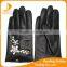 Ladies fashion leather gloves short style leather gloves with diamond