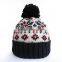 ladies jacquard beanie hat knitting pattern with pom pom