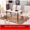 Modern High Quality Metal Frame Dining Table / Colored Glass Dining Table Top