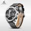 WEIDE Three Time Zones Quartz Stainless Steel Watch Water Resistant Watch Genuine Leather Watch Strap Military Business Men's W