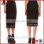 High fashion womens clothing cut out grid hem balck women woven skrit