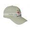 6 panel beige color embroidery baseball cap