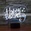 3D Optical Night Light Happy Birthday Gift 7 RGB Light Colors 10 LEDs AA Battery or DC 5V Mixed Lot