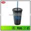 16oz bpa free insulated double wall reuseable plastic straw cup
