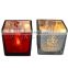 Small square glass candlestick for tea light