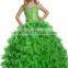new green beaded off shoulder girls' gown