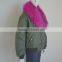 Myfur Customized Polyester MA1 Bomber Jacket with Detachable Dyed Raccoon Fur Collar for Women