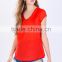 Wholesale pleated front short sleeves tee shirt cheap zipper women tee