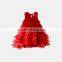 Wholesale Red Flower Little Girl Floral Print Party Dresses