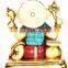Lord Ganesh Ganesha Ganapati Brass Statue Hindu Success Lucky Wealth Turquoise Lotus Ganesha Religious Idol Lord of Success art