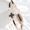 Clover Open Customized Engraved Cuff Bracelet Stainless Steel Bangle