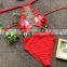 2019 SUMMER STOCK Sheer Mesh Swimsuit Ties Neck High Waisted Bottom Woman One Piece Swimwear